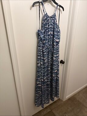 City Chic Blue and White Patterned Maxi Dress